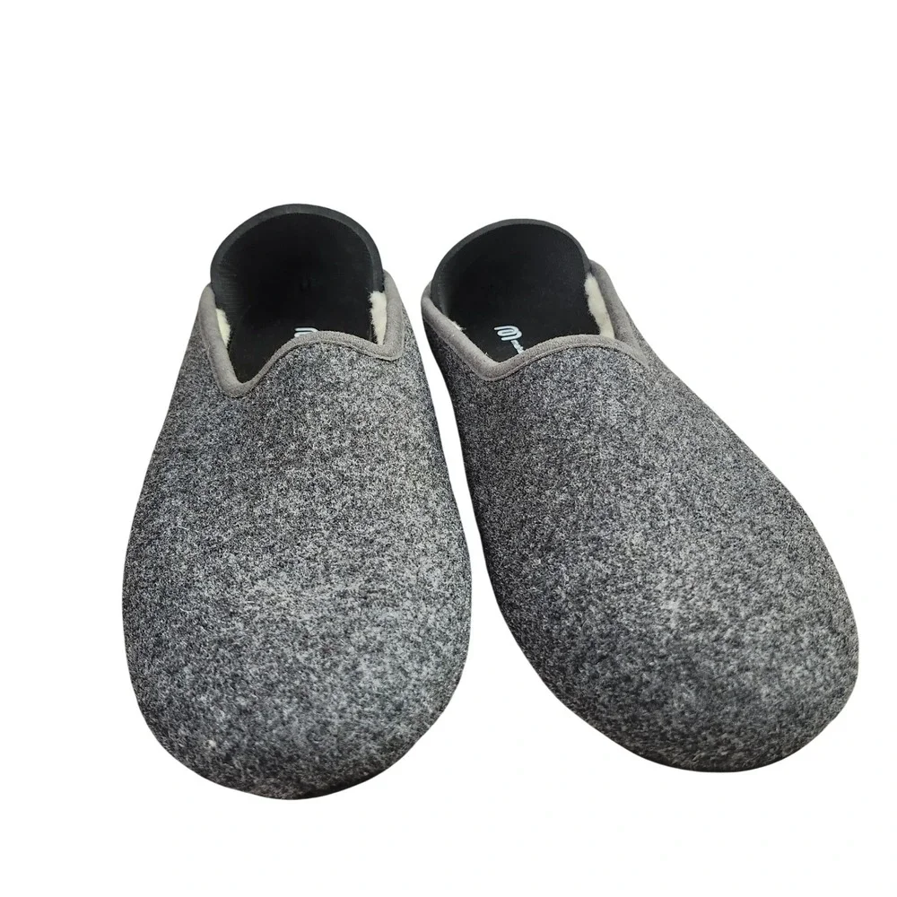 Mahabis Classic Wool Slippers Charcoal Grey wool Lined  Mens 11.5-12 Felt Cozy